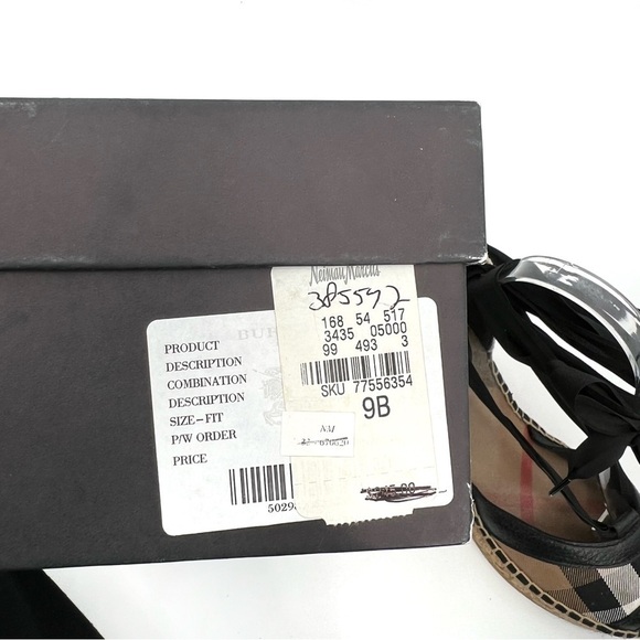Burberry Espadrille Black Tan Brown Check Logo Tartan Plaid Print Wedge size 40 - Picture 14 of 16